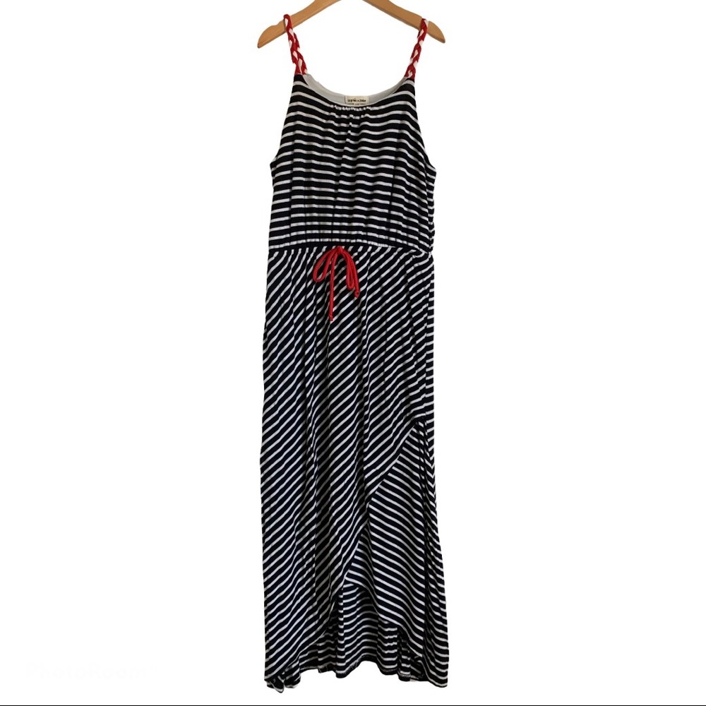 Black White Striped Maxi Dress Size 12 VGUC